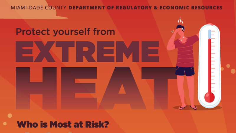 Extreme Heat season campaign written on flyer with thermometer