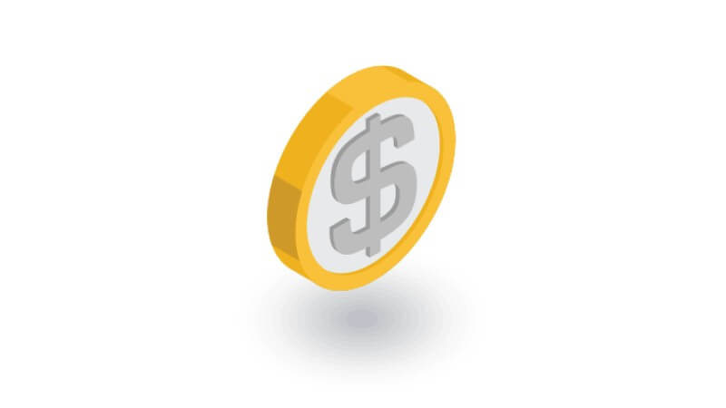 Illustration of a coin with a dollar sign in the middle