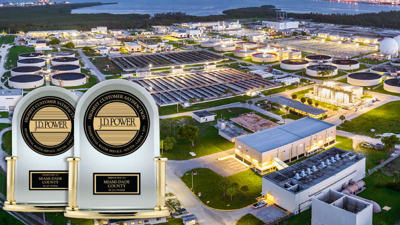 skyview of water plant with award overlay 
