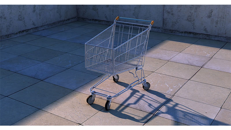 An abandoned shopping cart.