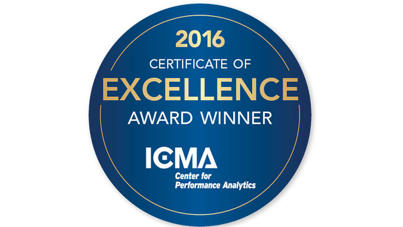 ICMA Certificate of Excellence Award Winner