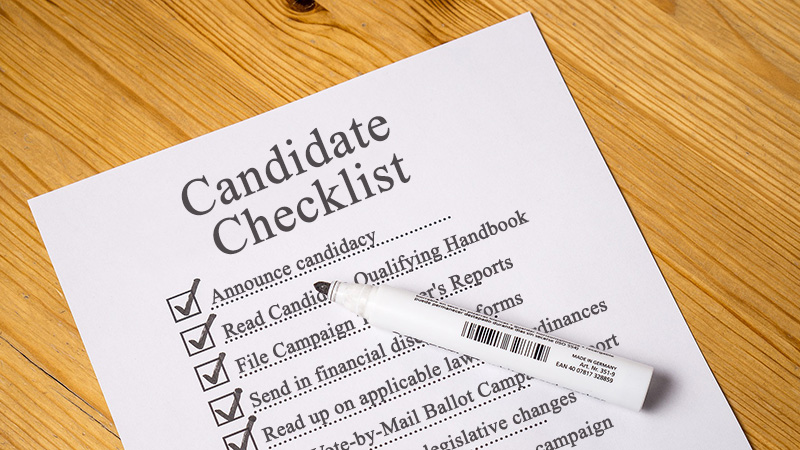 Image of candidates checklist.